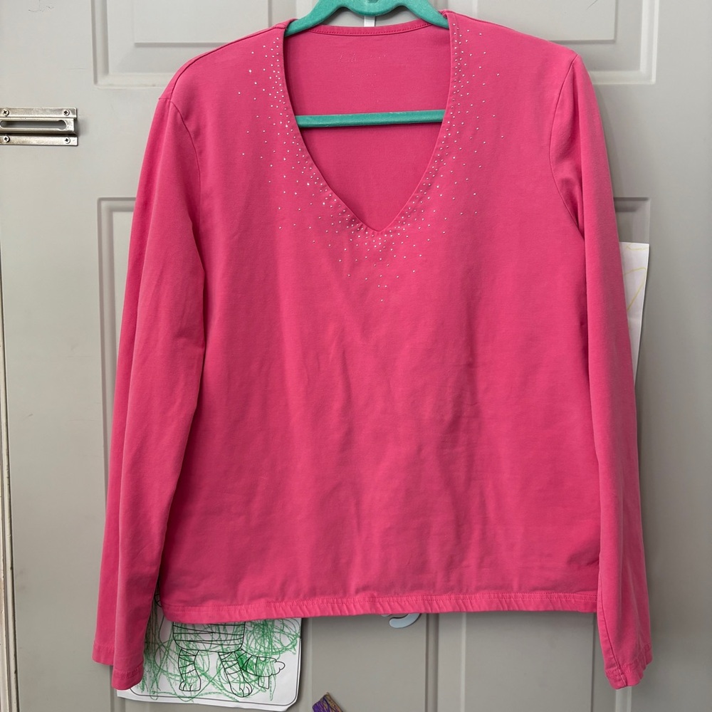 Y2K Pink Long Sleeve Top with sparkles